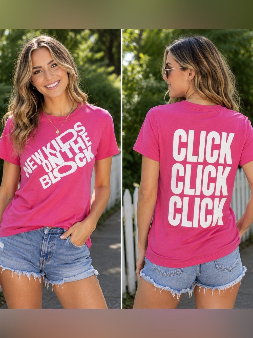 New Kids on the Block Graphic Tee Pink Concert Band T-Shirt Retro Pop S